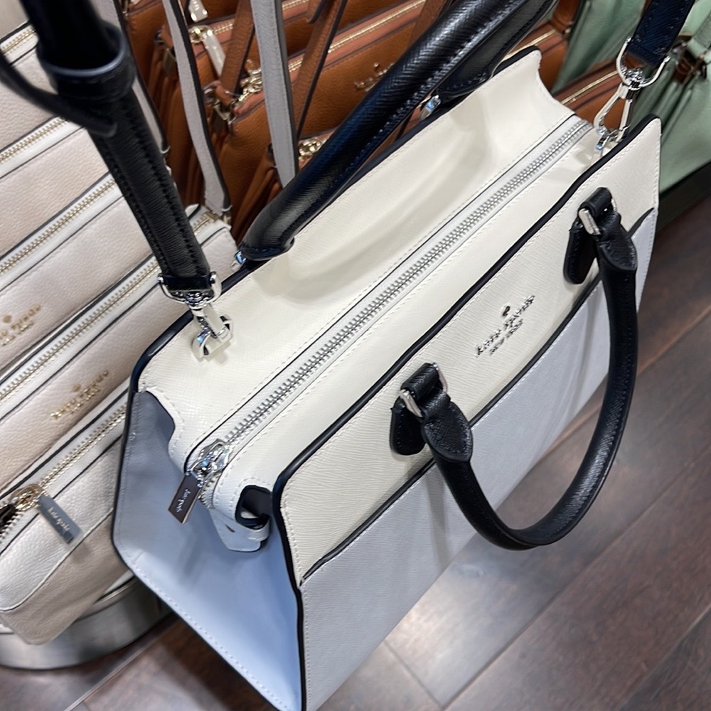 Kate Spade Madison Safiano Leather Medium Satchel Handbag 
Platinum Gray 

NWT - Picture 9 of 16
